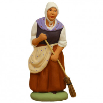 Santon Femme au balai 6-7 cm Santon Femme au balai 6-7 cm