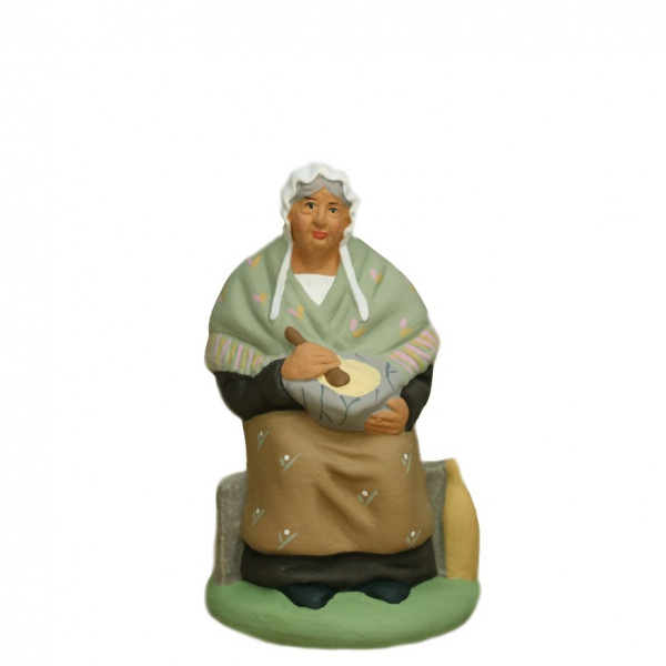Santon Vieille faisant l'aïoli 6-7 cm Santon Vieille faisant l'aïoli 6-7 cm