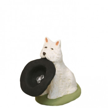 Santon Chien au chapeau 6-7 cm Santon Chien au chapeau 6-7 cm