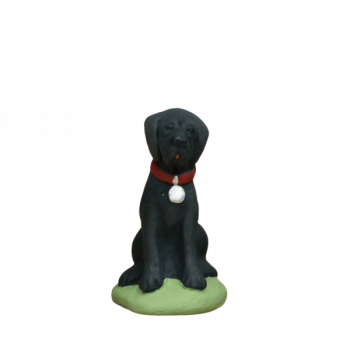 Santon chien assis noir 9 cm
