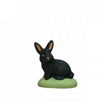 Santon lapin assis noir 6-7 cm